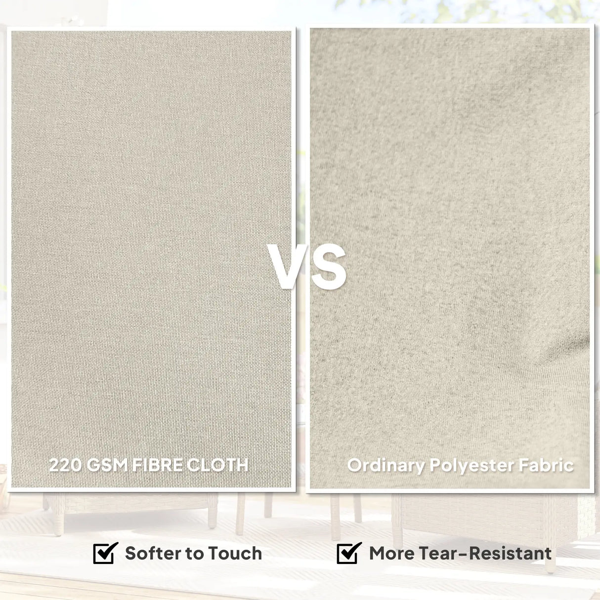 Outsunny Rattan Garden Chairs Set of 2, Outdoor Rattan Chairs with Cushions, Armrests and High Back, PE Wicker Garden Armchair with Steel Frame for Balcony, Porch, Beige