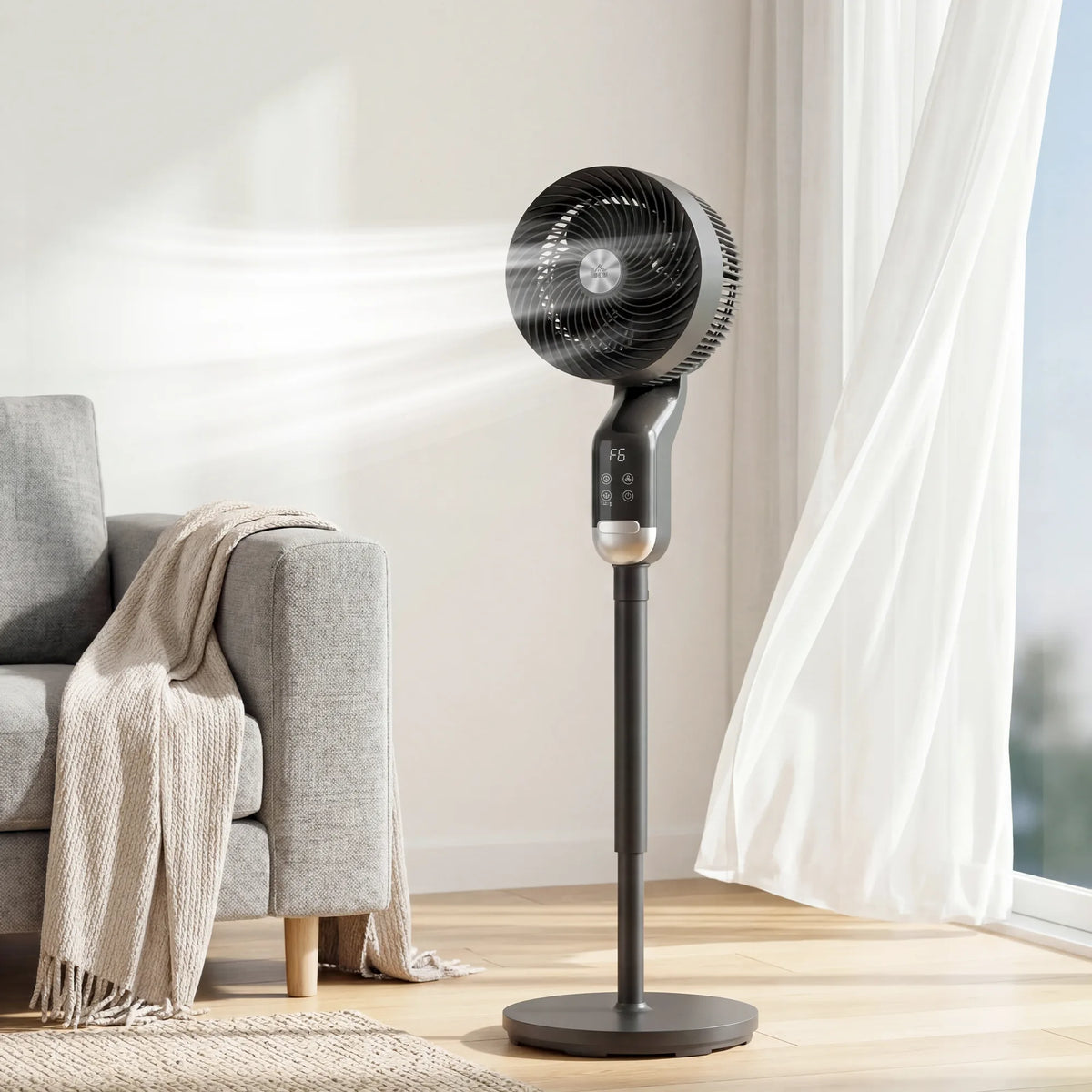 HOMCOM 20 dB Silent Standing Fan, Pedestal Fan with Remote, Oscillating, 8 Speeds, Adjustable Height, 12H Timer