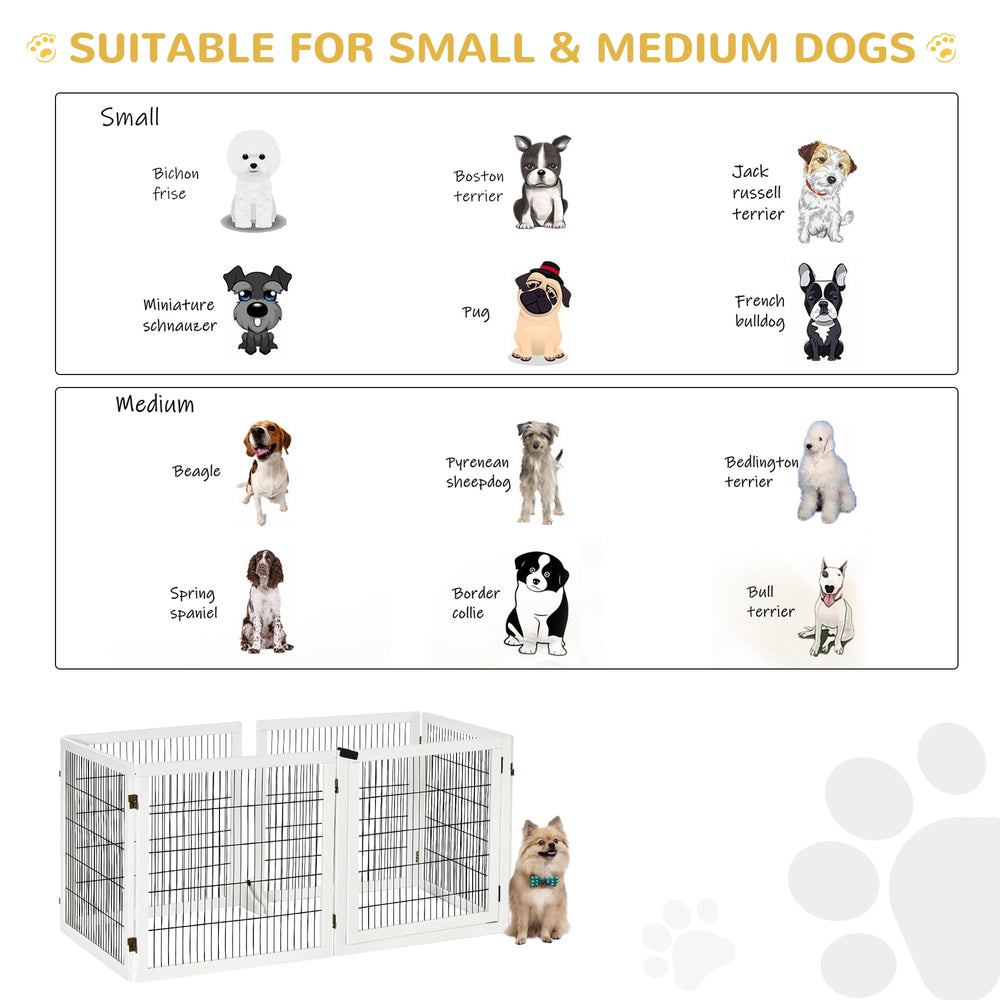 PawHut Wooden Pet Gate, Freestanding Dog Safety Barrier, w/ 2 Support Feet, White