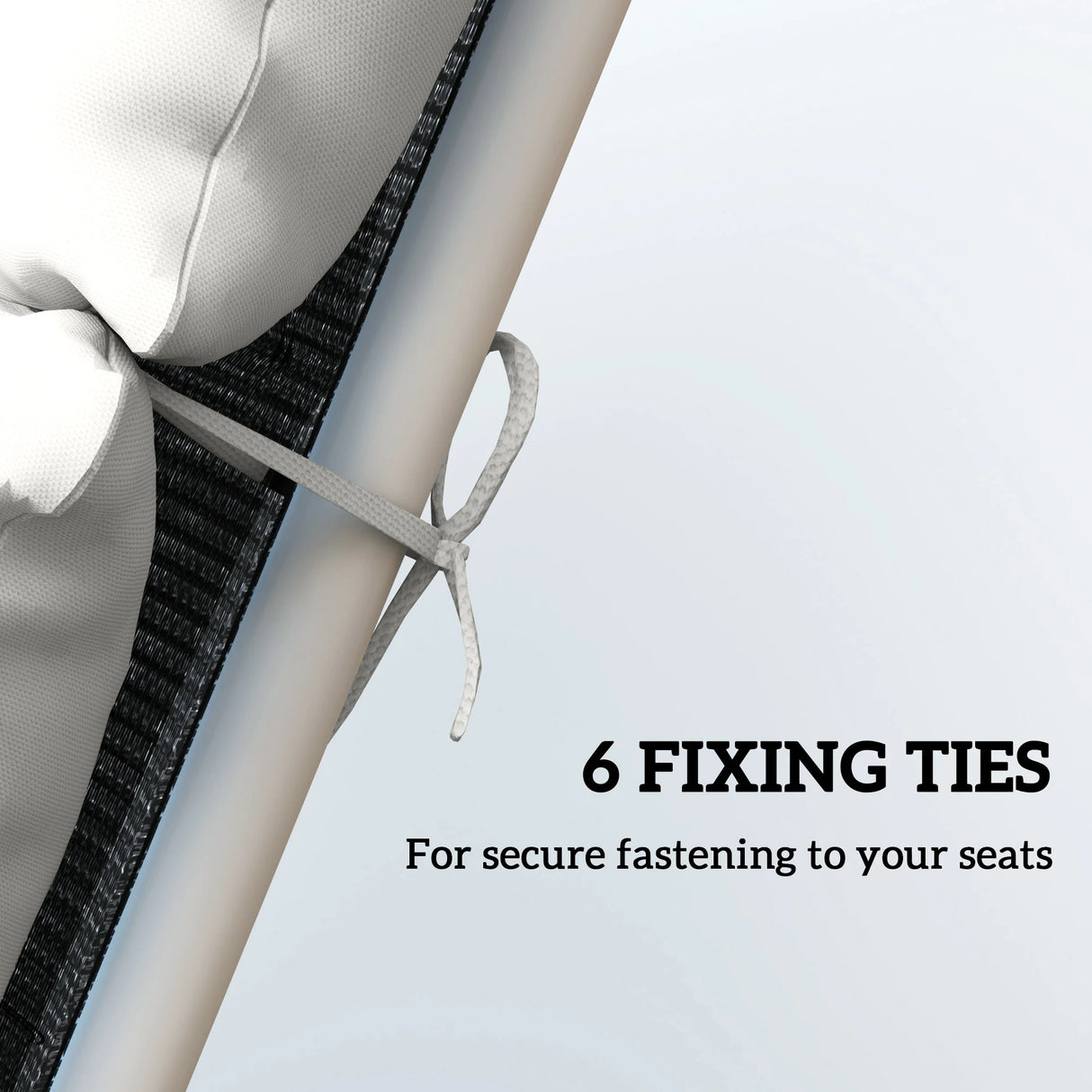 Outsunny Sun Lounger Cushions Only, 190x56x10cm Garden Lounge Chair Cushions, UPF20+ 220gsm Fabric, Thick Sunbed Replacement Pads with 6 Ties, Light Grey