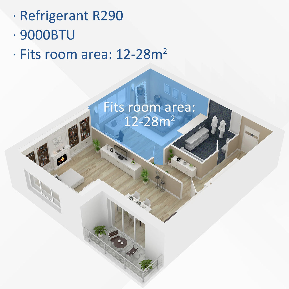 HOMCOM 9000 BTU Portable Air Conditioner for Cooling Dehumidifier Fan, Air Conditioning Unit, with Remote, 24H Timer, Window Mount Kit, R290, A Energy Efficiency