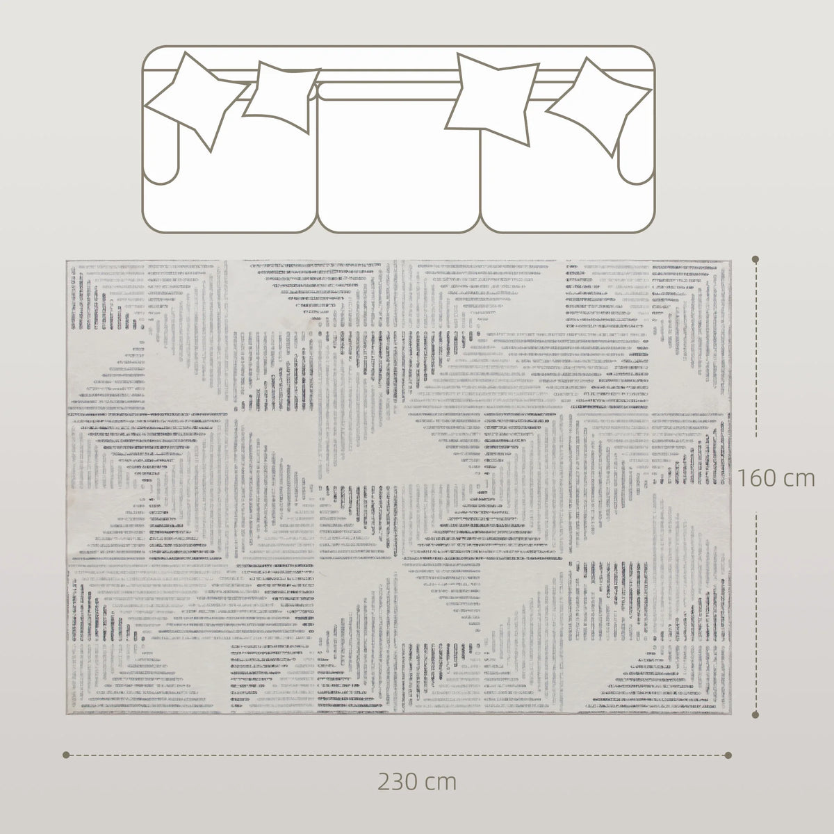 HOMCOM Modern Area Rug, Geometric Pattern Non-Slip Washable Rug, Soft Floor Carpet for Living Room, Bedroom, Dining Room, Home Office, 230 x 160 cm, Grey