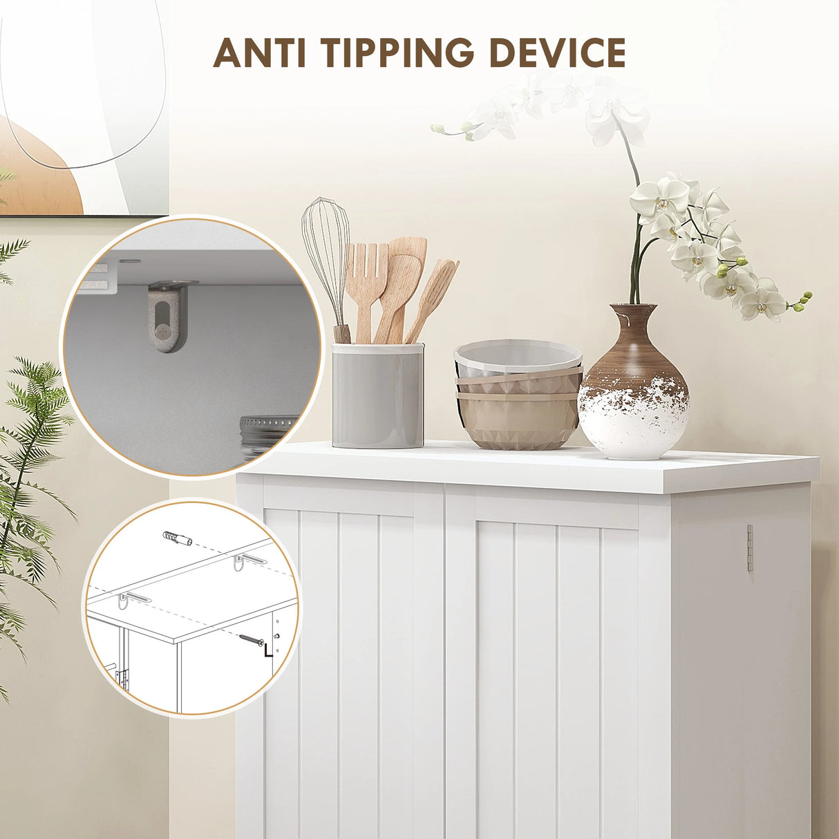 HOMCOM Freestanding Multi-Storage Kitchen Cupboard with Adjustable Shelves White