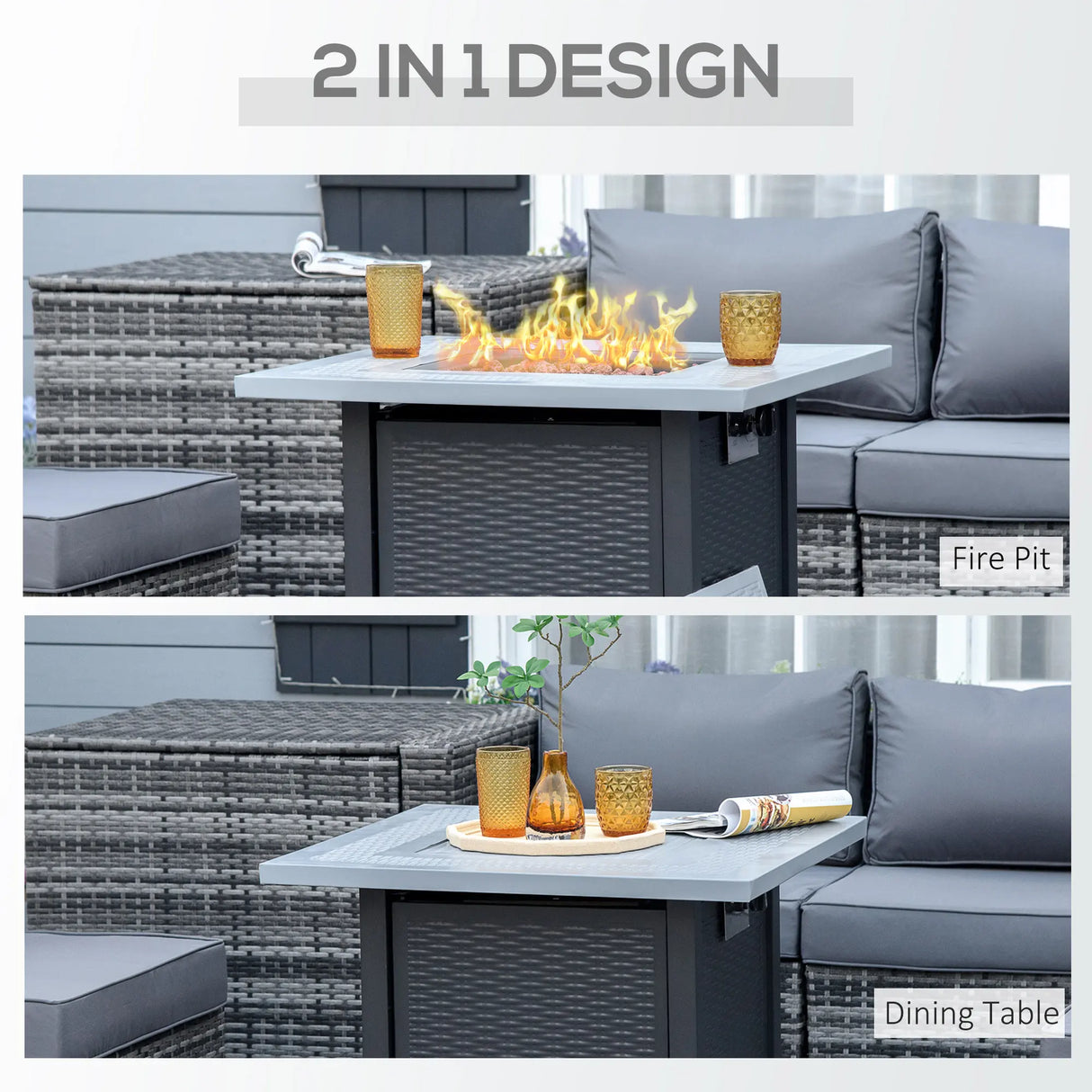 Outsunny 71 x 71cm 40000 BTU Gas Firepit Table - Black/Grey