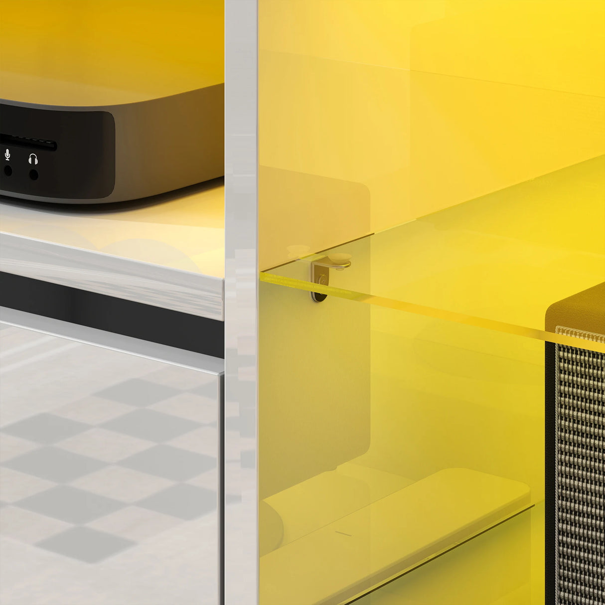 HOMCOM TV Stand Cabinet with LED Lights - High Gloss White