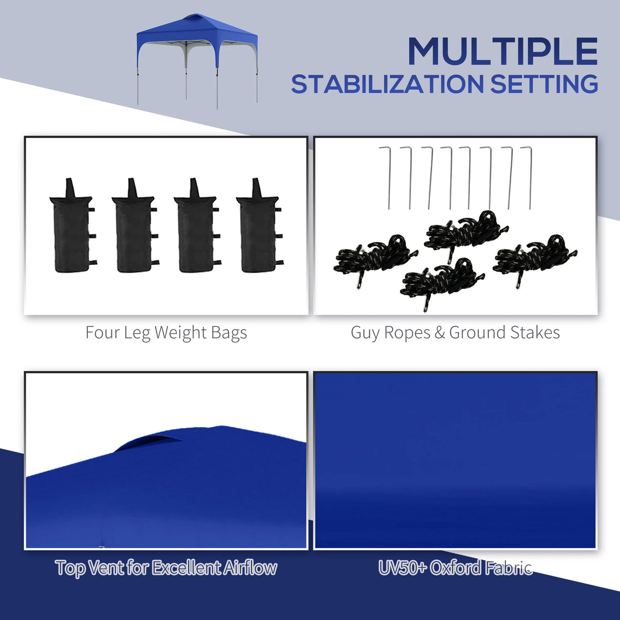 Outsunny 3 x 3(M) Pop Up Gazebo, UPF 50+ Foldable Canopy Tent with Wheeled Carrybag, 4 Leg Weight Bags, Height Adjustable Marquee Shelter 1 person easy setup for Outdoor Garden Patio Party, Blue