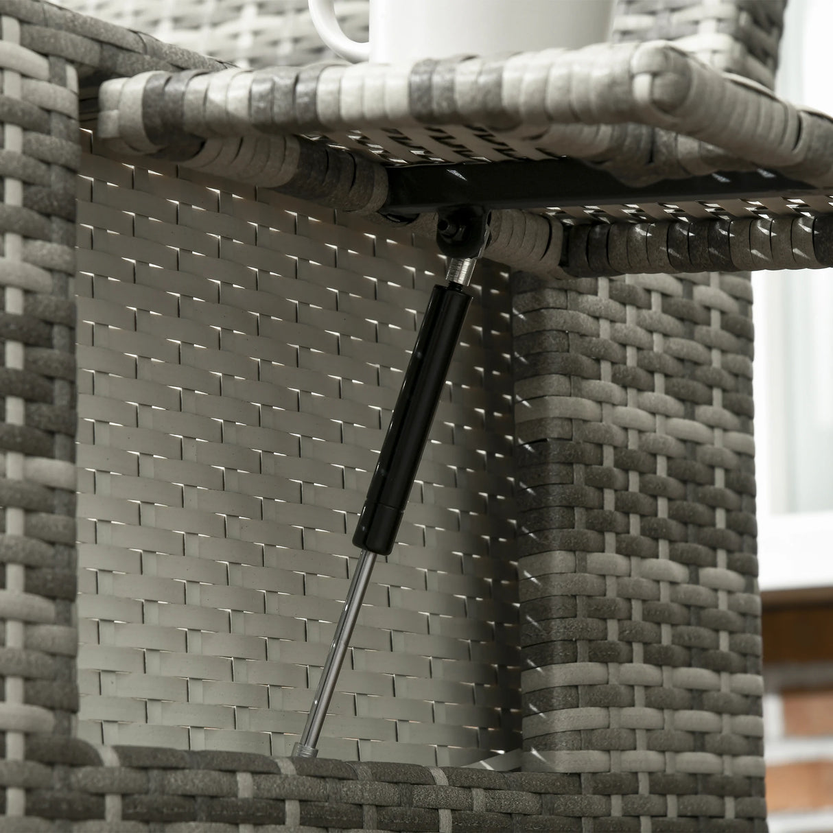 Outsunny Rattan Garden Daybed, Assembled Double Sun Lounger with 5-Level Adjustable Back, Storage Ottoman, Cushions, Pillows and Retractable Trays, Outdoor Loveseat Sofa Bed for Patio, Mixed Grey