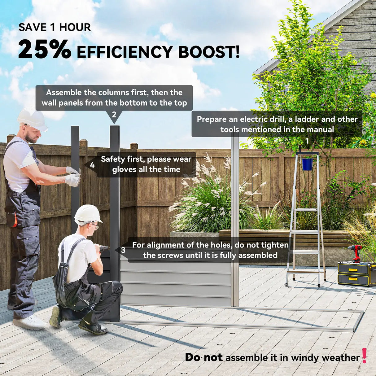 Outsunny 3.7 x 7.9ft Galvanised Steel Shed, with Latched Door and Padlock - Grey