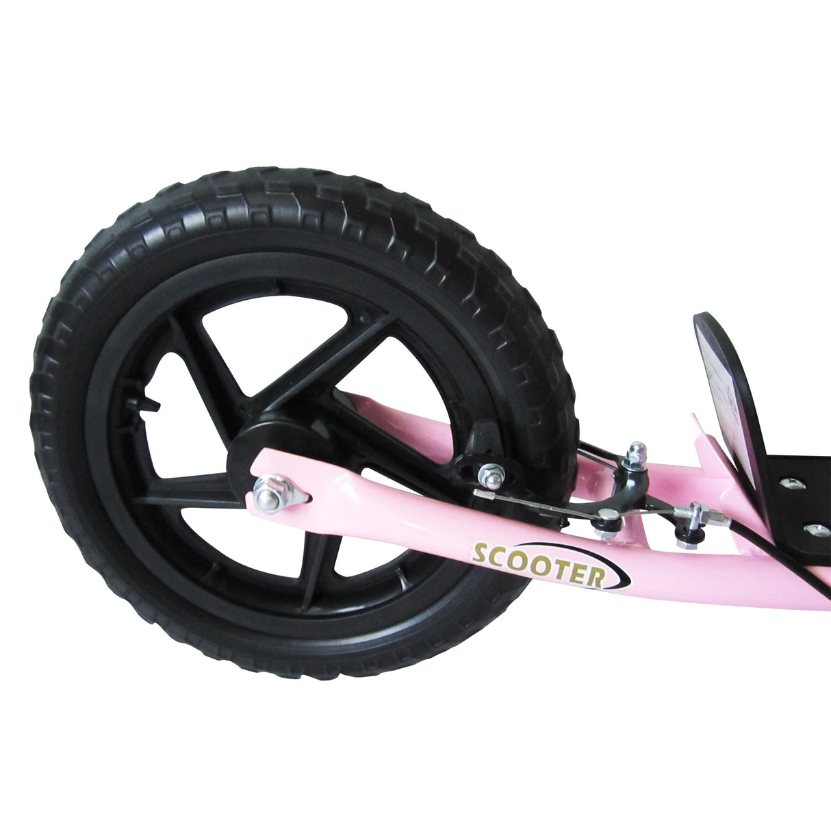 HOMCOM Kids Scooter Kick Scooter, with 12" EVA Tyres, Rear Brake, Big Wheels Scooter for 5-12 Years , Pink
