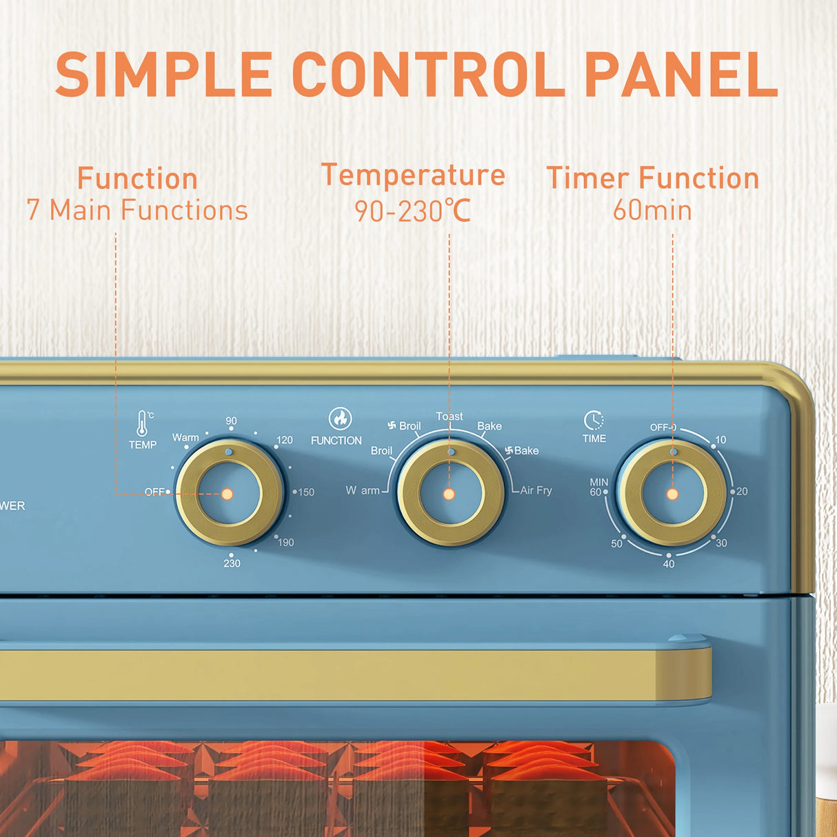 HOMCOM 20L 90-230 Mini Electric Oven - Blue