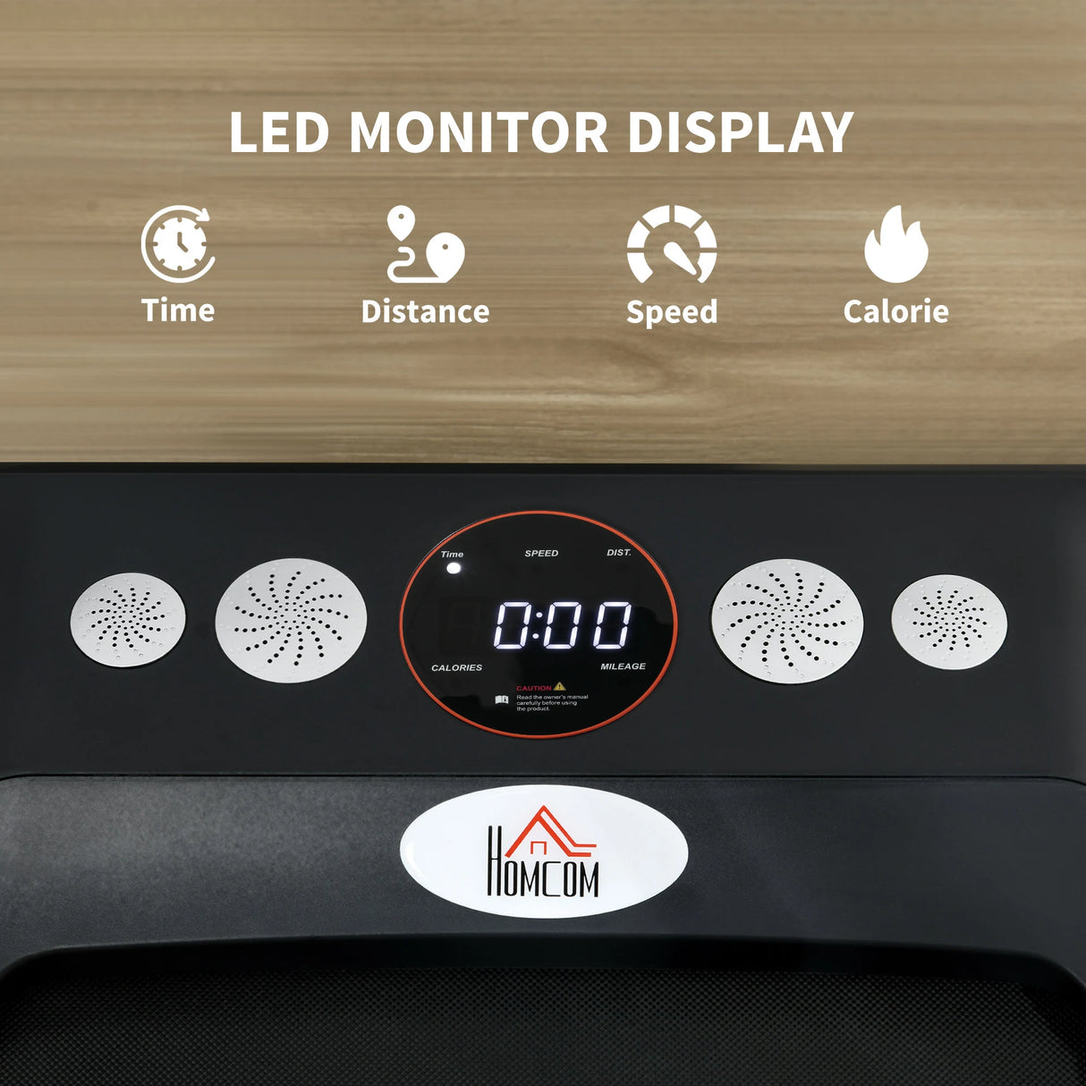 HOMCOM Foldable Walking Treadmill, with LED Display and Wheels, for Home, Office, Gym, Blue