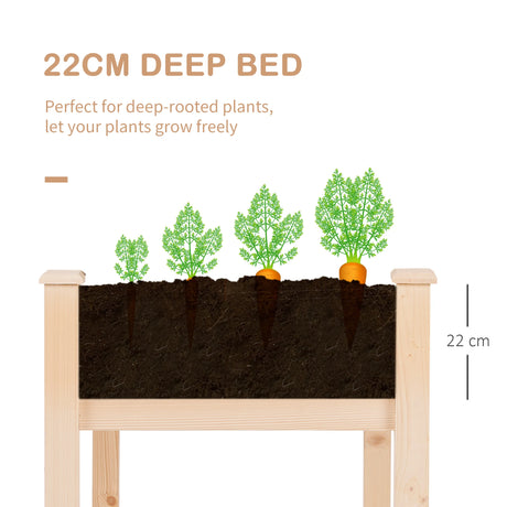 Outsunny Garden Wooden Planters14 Non-Woven Fabric, Rectangular Raised Bed,Fir Wood14Indoor/Outdoor, 122.5Lx56.5Wx76H cm