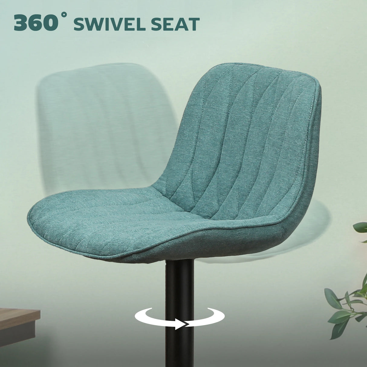 HOMCOM Set of Two Linen-Look Bar Stools - Blue