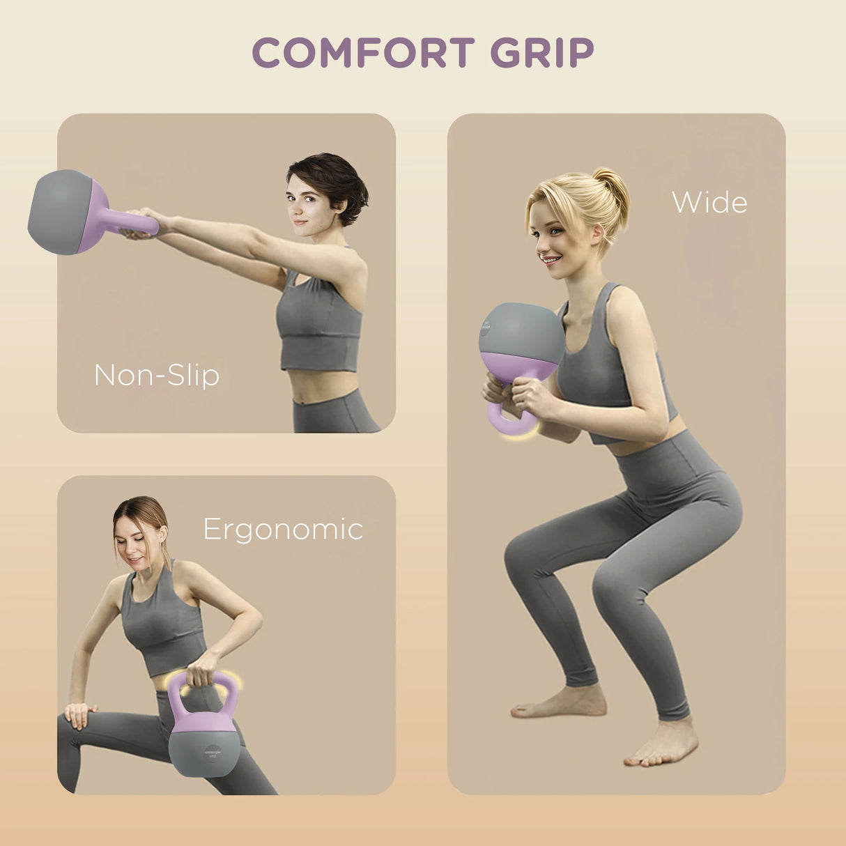 SPORTNOW 6KG Soft Kettlebell, Kettle Bell with Non-Slip Handle for Home Gym, Weight Lifting, Strength Training, Purple/Grey