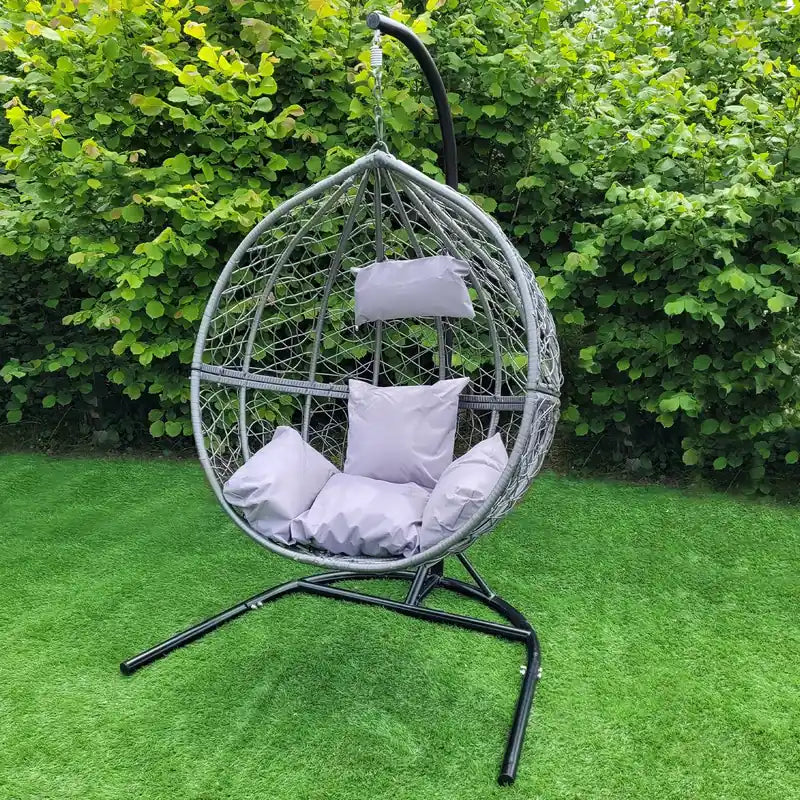 Hanging Rattan Egg Chairs x 2 - Grey