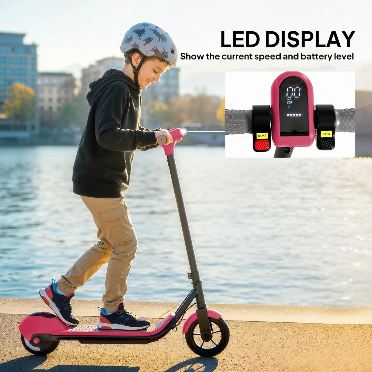 SPORTNOW Electric Scooter for Kids, with LED Display, Pink