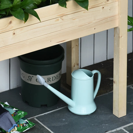 Outsunny Garden Wooden Planters14 Rectangular Raised Bed,Flower Box, Fir Wood Indoor/Outdoor, Oak Tone, 86L x 46W x 76Hcm