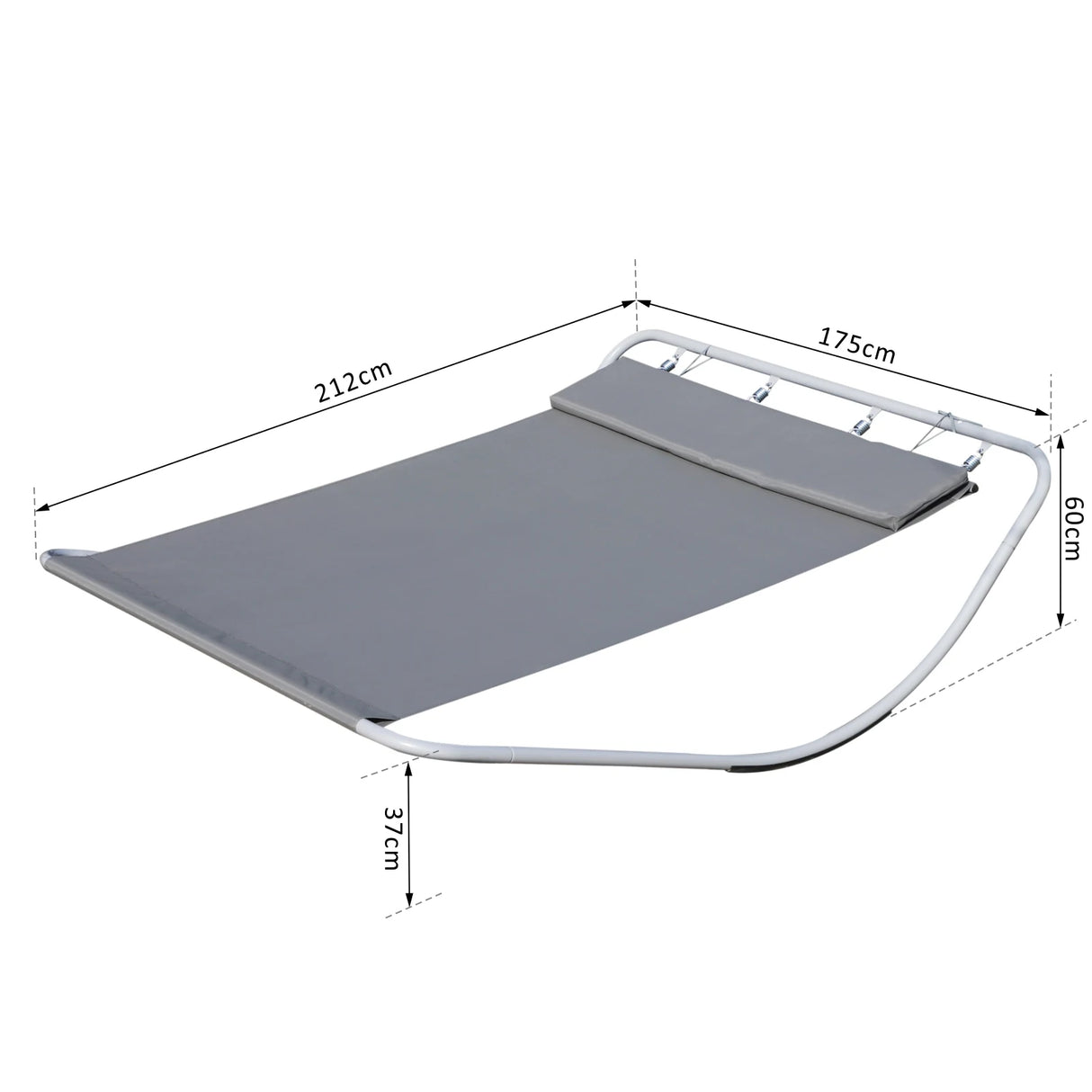 Outsunny Rocking Sun Lounger, Double Garden Lounger Sunbed with Headrest Pillows, Texteline Outdoor Rocking Chair Swing Hammock Daybed with Metal Frame for Patio, Terrace, 212 x 175 x 60 cm, Grey