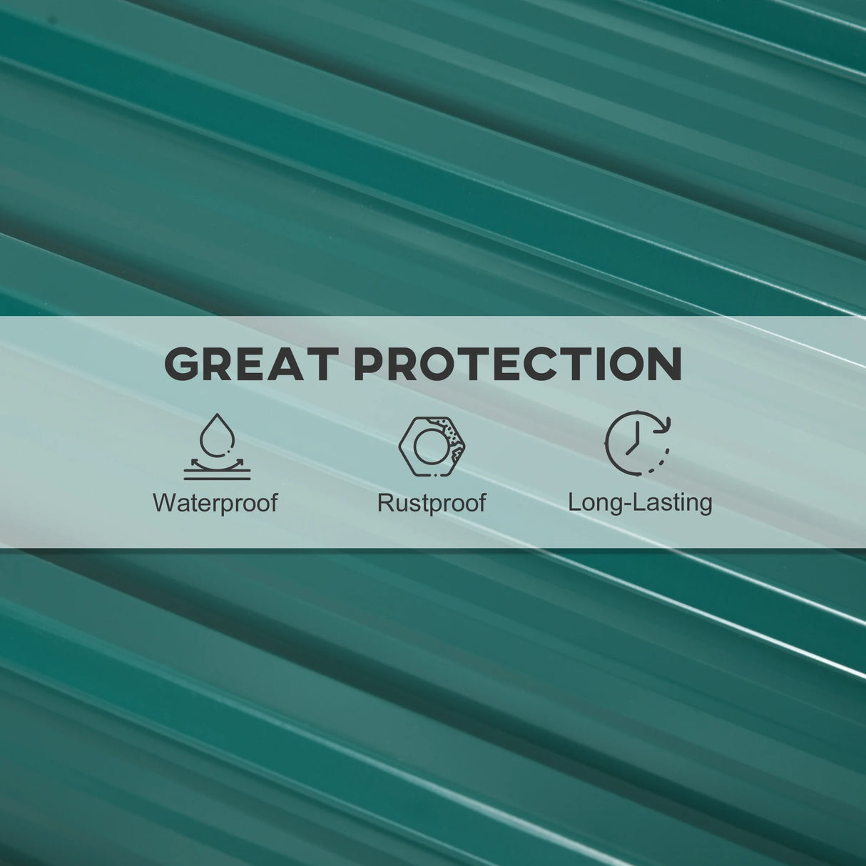 Outsunny Set of 12 Corrugated Steel Roof Sheet Panels - Green