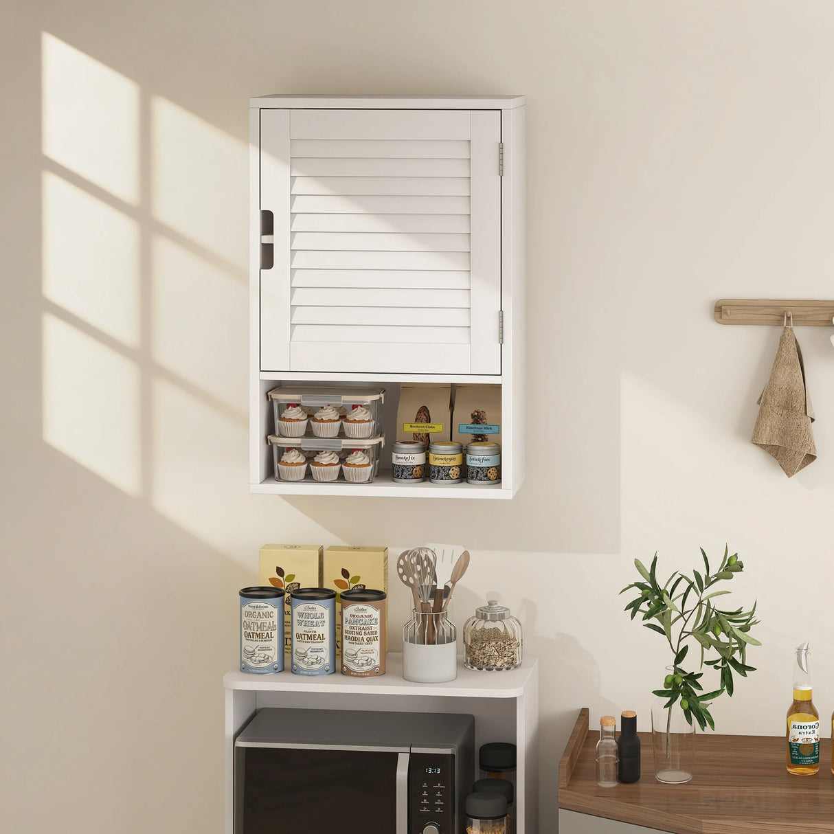 HOMCOM Bathroom Cabinet, Wall Mounted Storage Cabinet with Adjustable Shelves, 40 x 20 x 60 cm, White