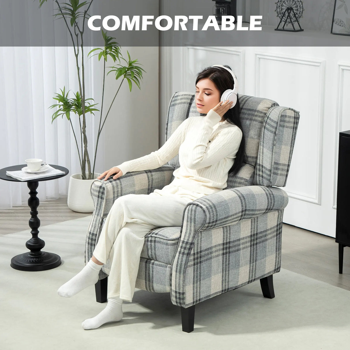 HOMCOM 160 Reclining Armchair, with Footrest - Grey