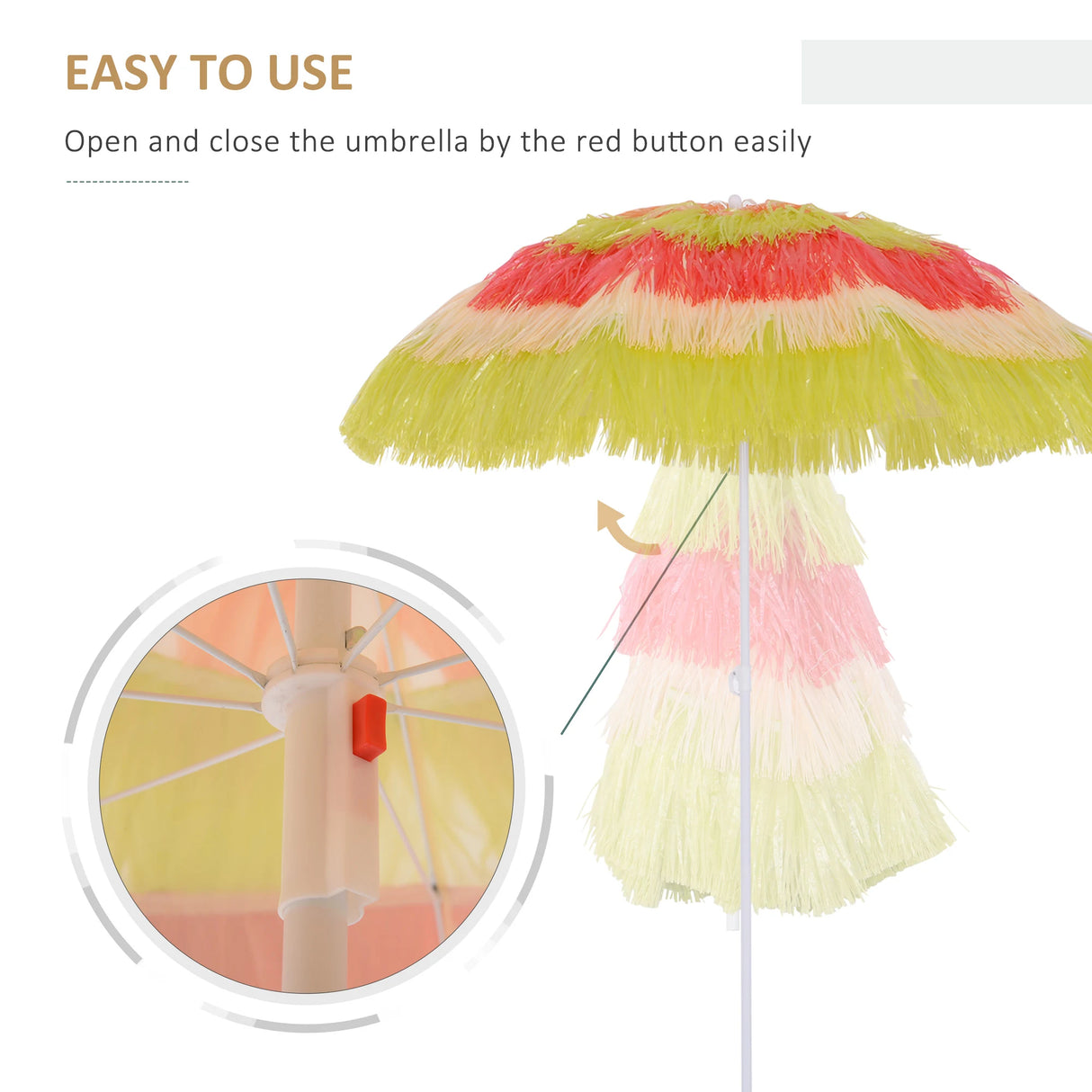 Outsunny 1.6m Garden Hawaii Parasol, Patio Beach Sun Umbrella Sunshade Hawaiian Folding Tilting Crank Parasol (Multicolour)