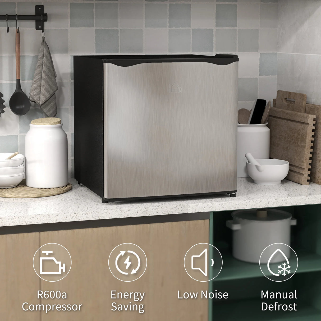 HOMCOM 35L Mini Freezer, -24 to -14 Temperature - Silver Tone