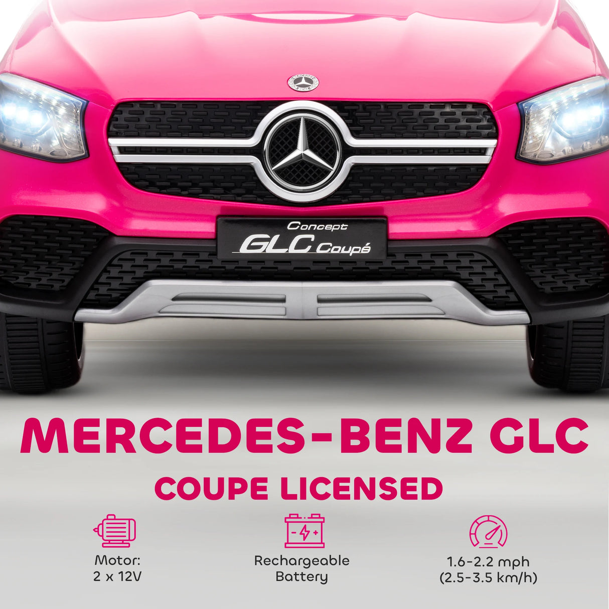 AIYAPLAY Mercedes-Benz GLC Licensed Kids Ride on Car with Remote Control, Soft Start, MP3, LED Headlights, Pink