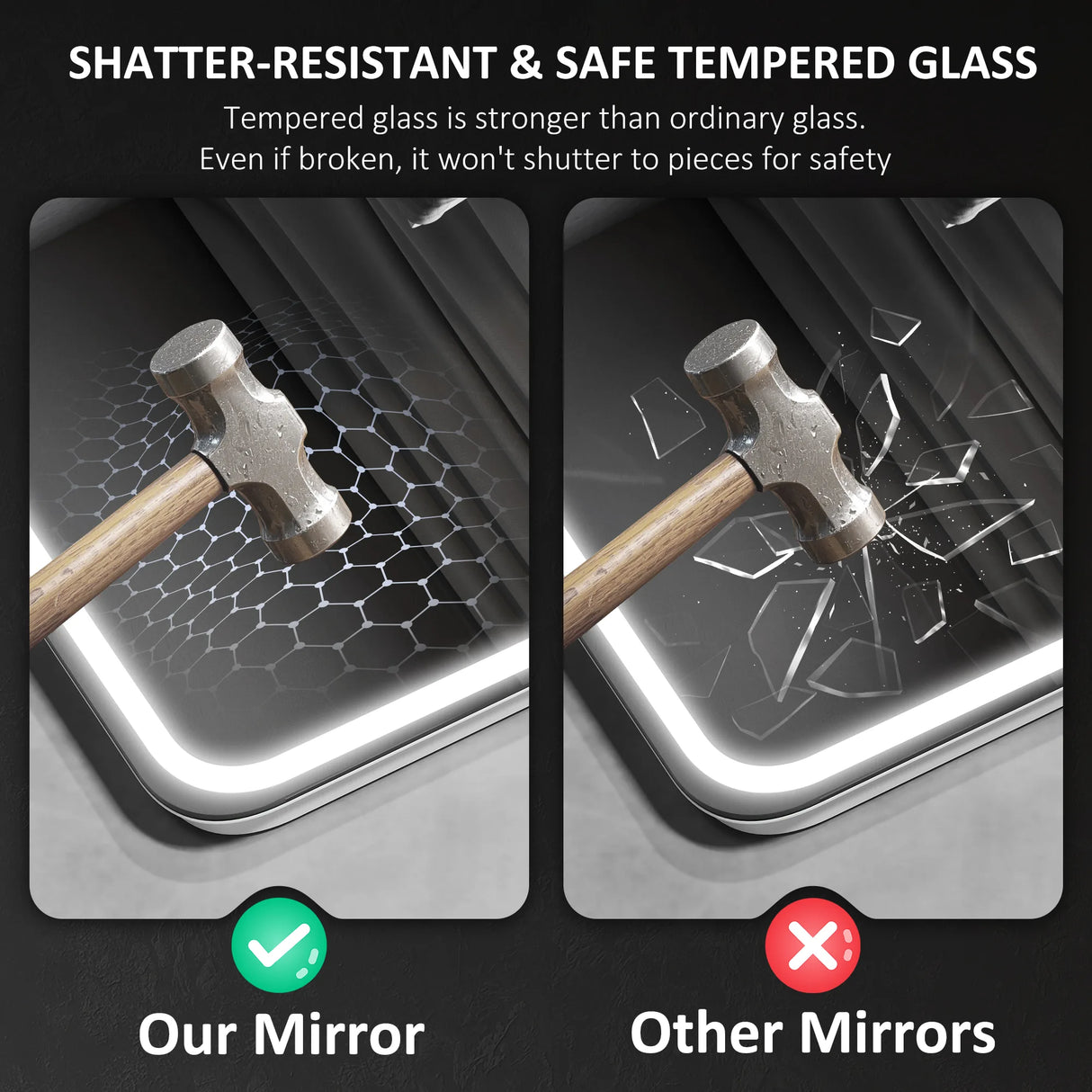 HOMCOM 80 x 60 cm Bluetooth Bathroom Mirror - Silver-Tone