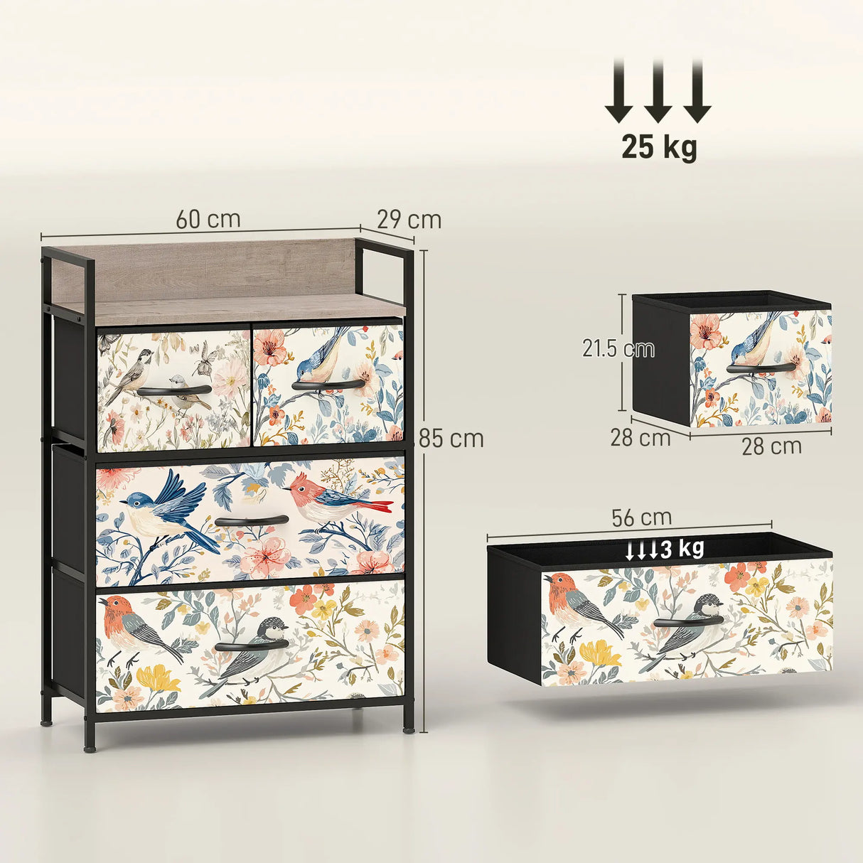 HOMCOM 4-Drawer Chest of Drawers - White