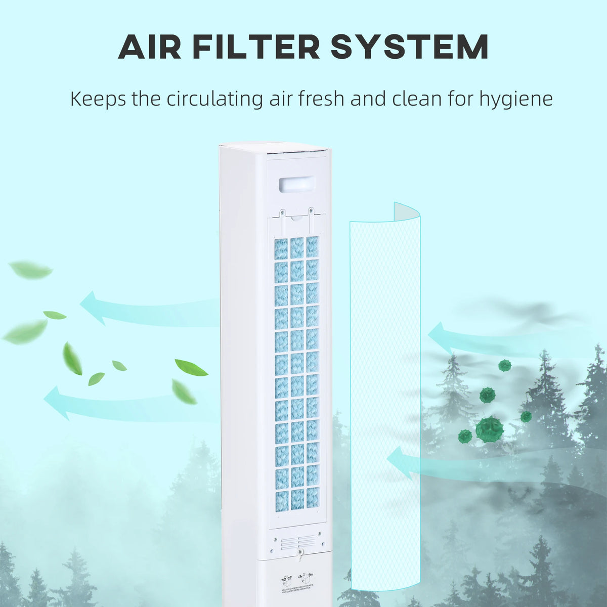HOMCOM Portable Air Cooler, 3L Tank Evaporative Ice Cooling Tower Fan with 3 Modes, 3 Speeds, Remote, Timer, 60 Oscillating, Portable Swamp Cooler for Home Bedroom, White
