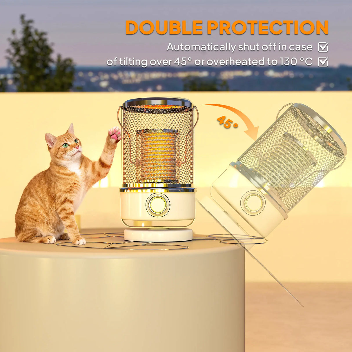 Outsunny 2000W Patio Electric Heater with 10-20m2 Coverage, Separation Coil, Freestanding Outdoor Infrared Heater with Tip-Over Protection, Overheat Protection, Handle for Indoor and Outdoor Use, White