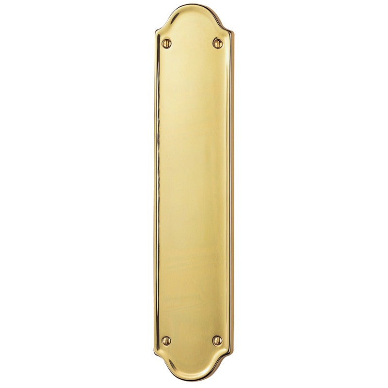 FINGER PLATE - SHAPED END - POLISHED BRASS - 305MM X 64MM - EACH