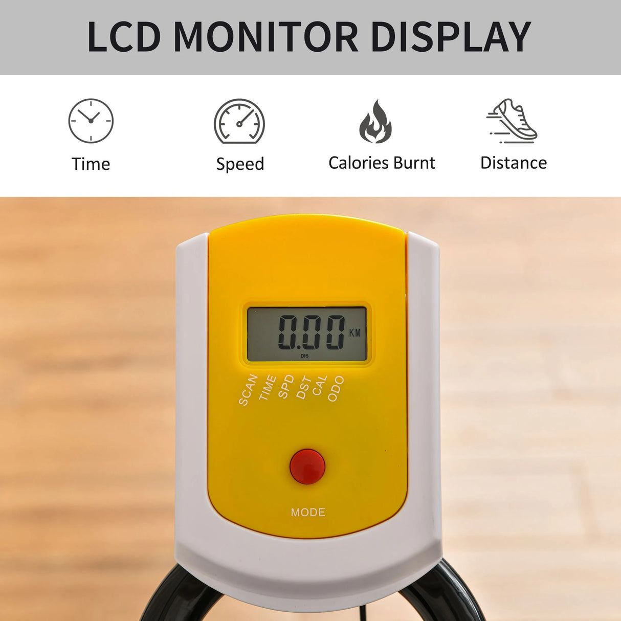 HOMCOM Exercise Bike, with 6kg Flywheel Belt Drive, Adjustable Resistance, LCD Display - Yellow