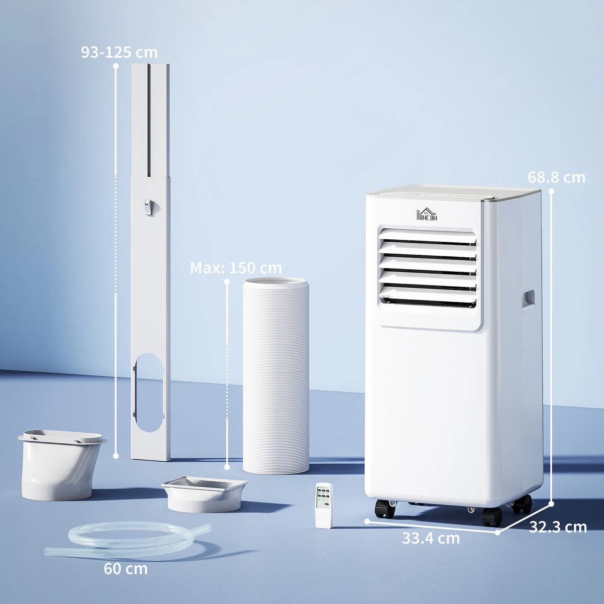 HOMCOM 7000 BTU Air Conditioning Unit, 3-in-1 Portable Air Conditioner, Dehumidifier, Cooling Fan with 2 Speeds, 24H Timer, Remote Control, LED Display, Window Venting Kit, 15m2