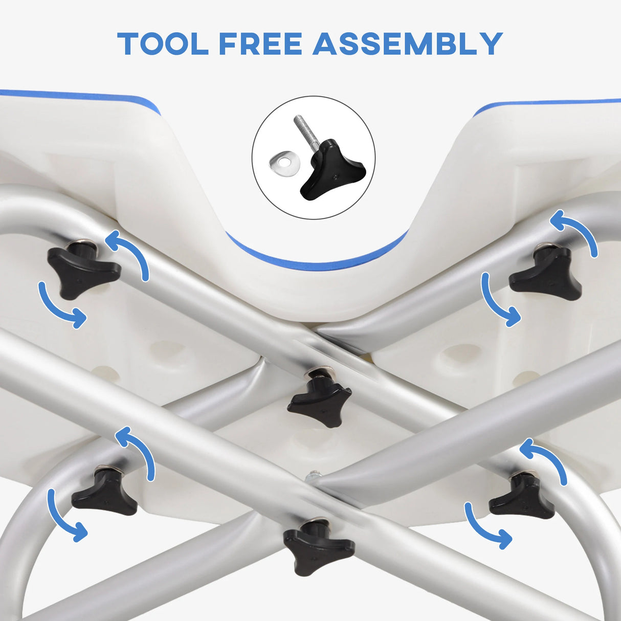 HOMCOM 39-51.5cm 'U' Seat Padded Shower Stool - Dark Blue