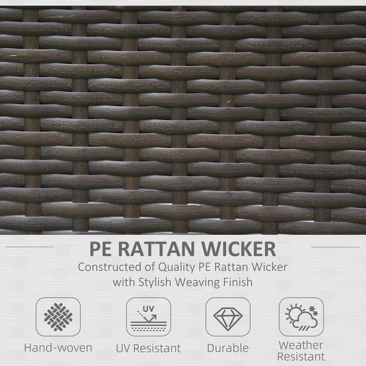 Outsunny 2 Pieces Outdoor PE Rattan Dining Chairs Set with Cushion, Garden Armchair with Armrests, High Backrest, Metal Frame Patio Wicker Furniture, Coffee