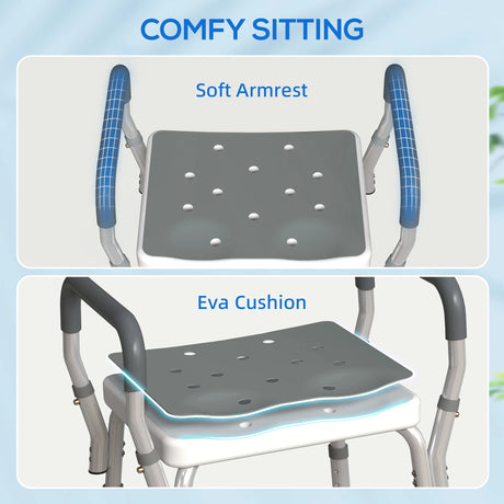 HOMCOM 57-69cm Aluminium Frame Bath Seat