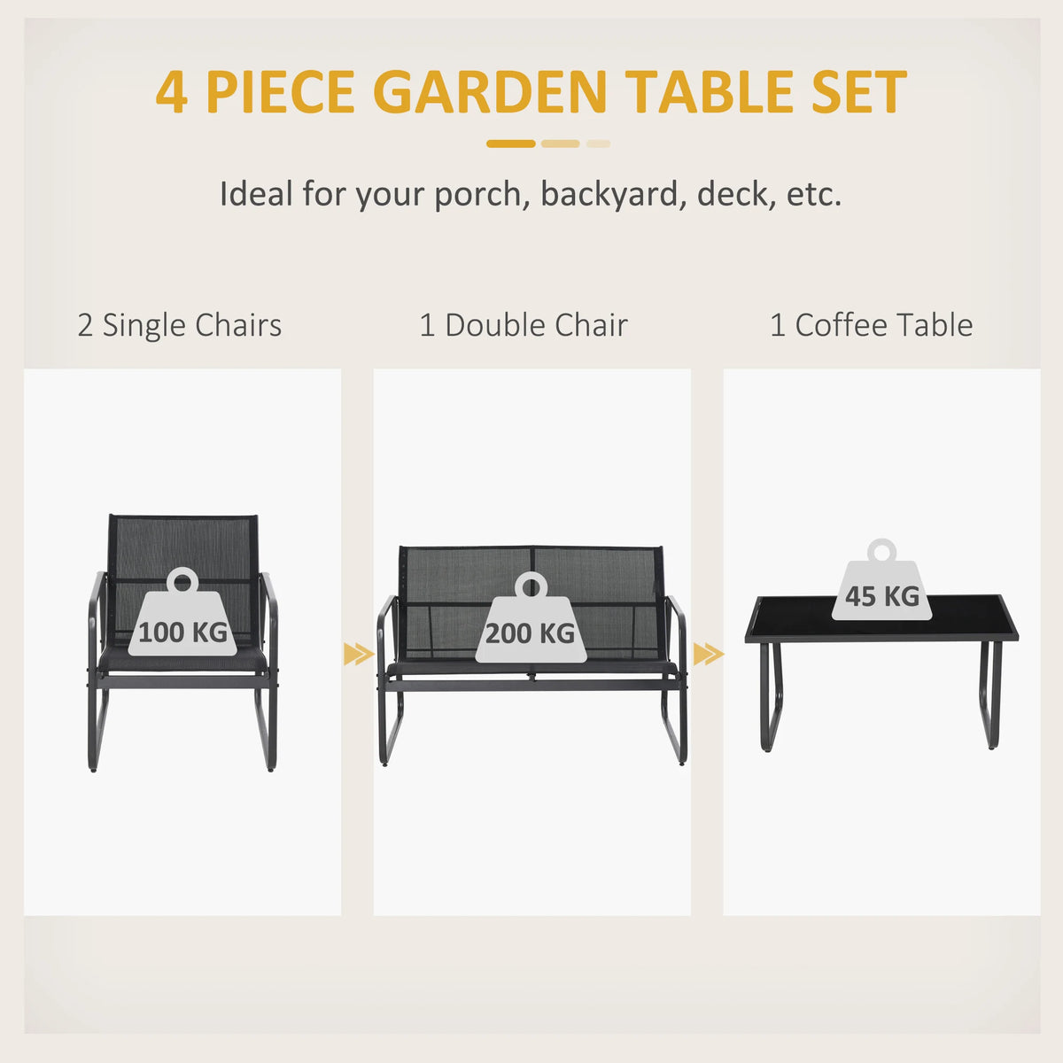 Outsunny Four-Piece Minimalistic Garden Sofa Set - Black