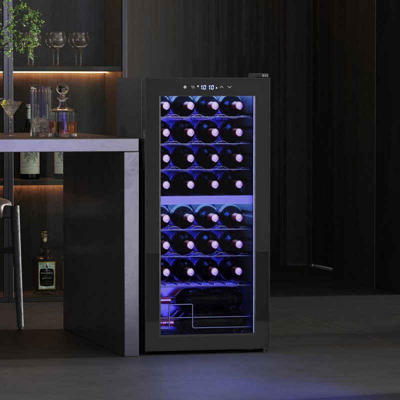 HOMCOM 32 Bottle Dual Zone 5-18C Wine Fridge - Black