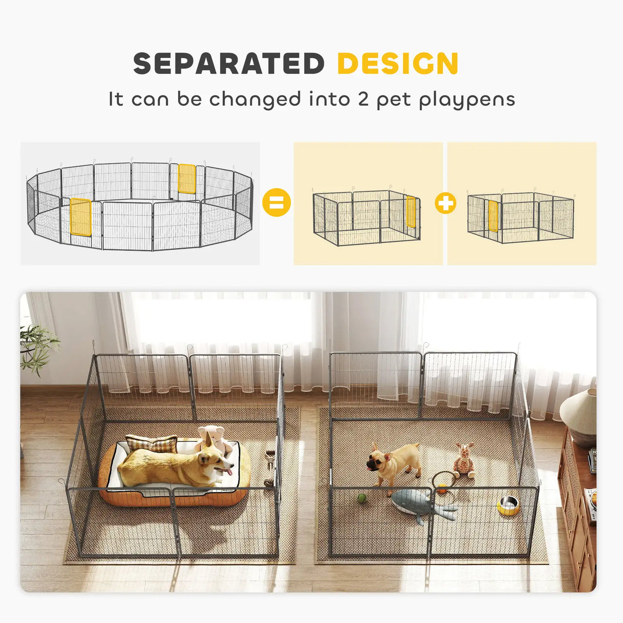 PawHut 16 Panels Heavy Duty Puppy Playpen, for Small and Medium Dogs, Indoor and Outdoor Use - Grey