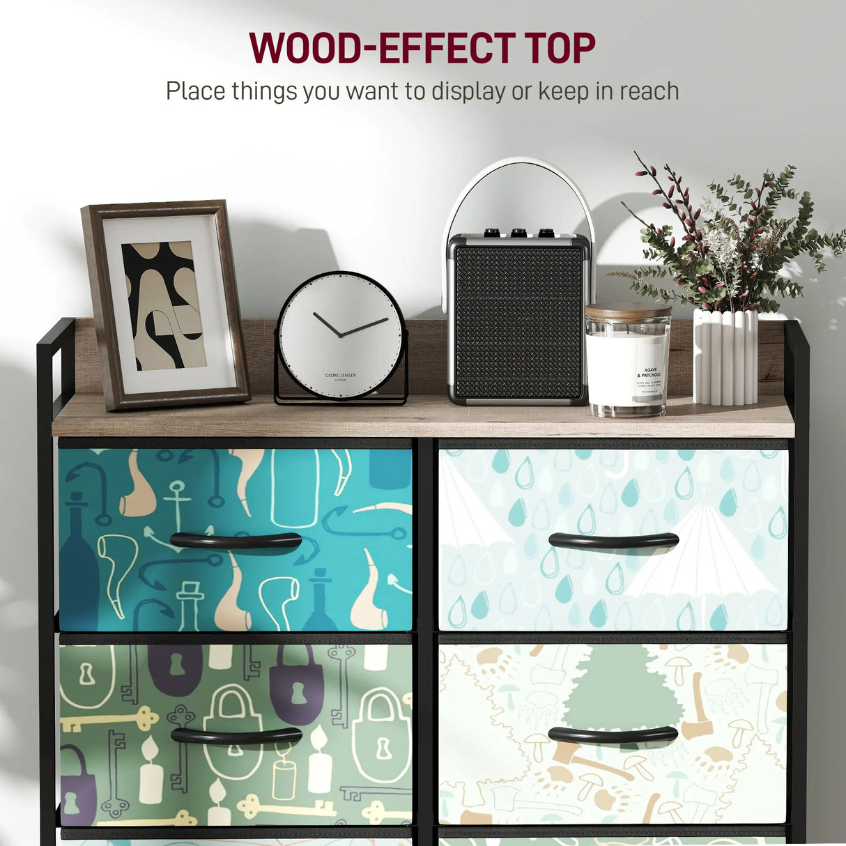 HOMCOM 8-Drawer Chest of Drawers - Blue