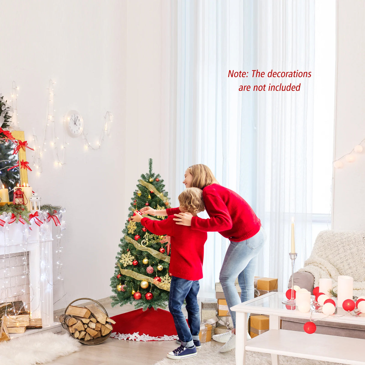 135 cm Hinged Pre-Lit Artificial Christmas Tree with 160 Warm White LED Lights-135 cm