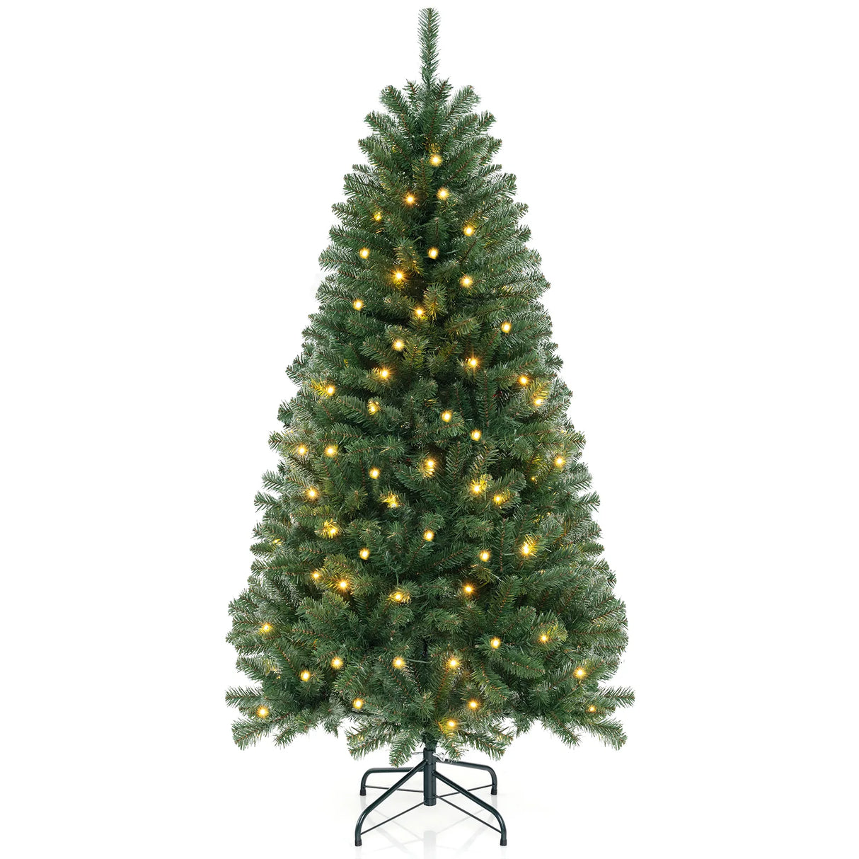 135 cm Hinged Pre-Lit Artificial Christmas Tree with 160 Warm White LED Lights-135 cm