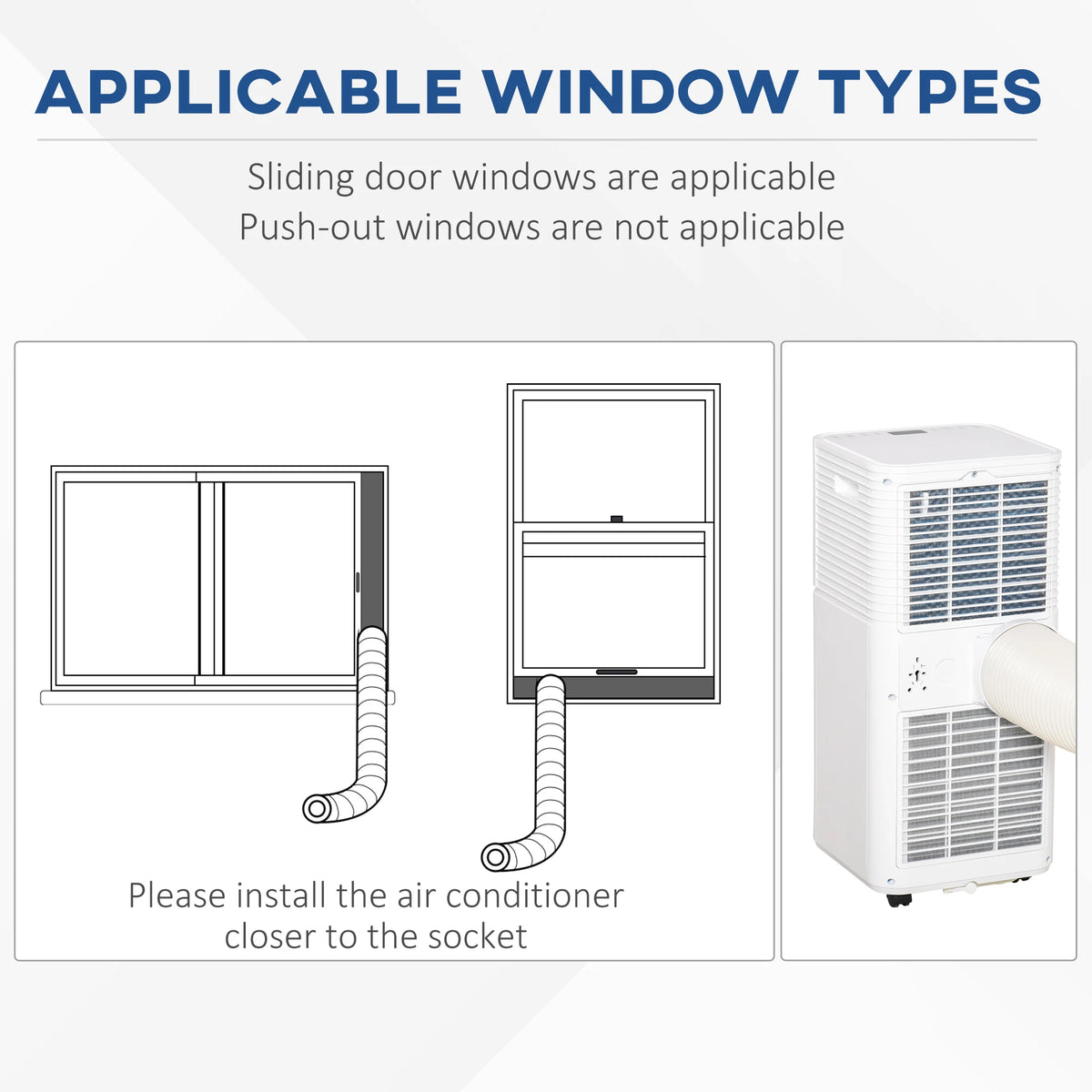 HOMCOM 7000 BTU Portable Air Conditioner for Cooling Dehumidifier Fan, Air Conditioning Unit for Room up to 26m2, with Remote, 24H Timer, Window Mount Kit, R290, A Energy Efficiency, 785W