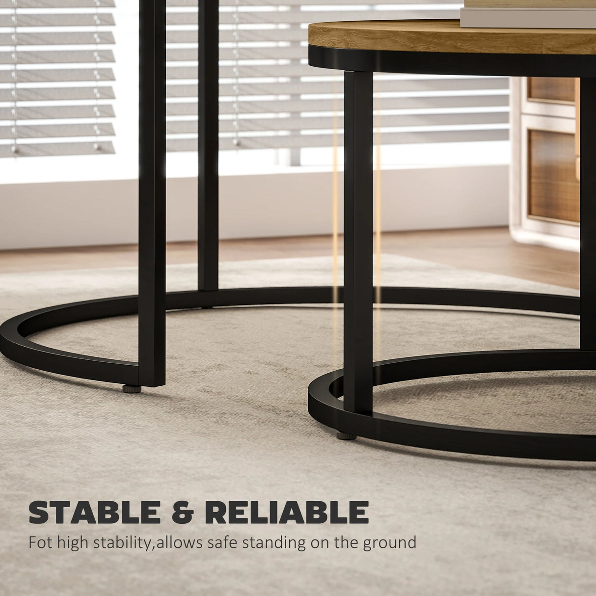 HOMCOM Set of Two Wood-Effect Stacking Tables - Brown