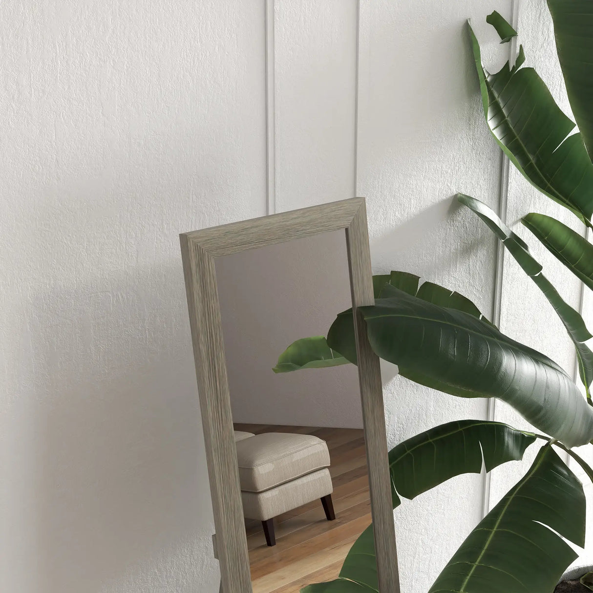 HOMCOM Full Length Mirror, 37 x 157 cm, Hanging or Freestanding, Rectangular Full Body Mirror for Living Room, Bedroom, Grey