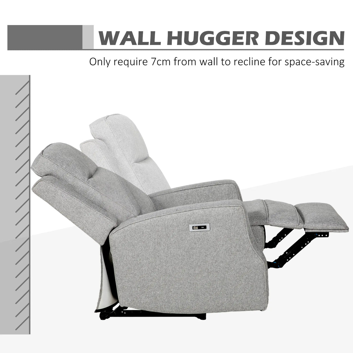 HOMCOM 150 Electric Reclining Chair, with USB port and Footrest - Grey