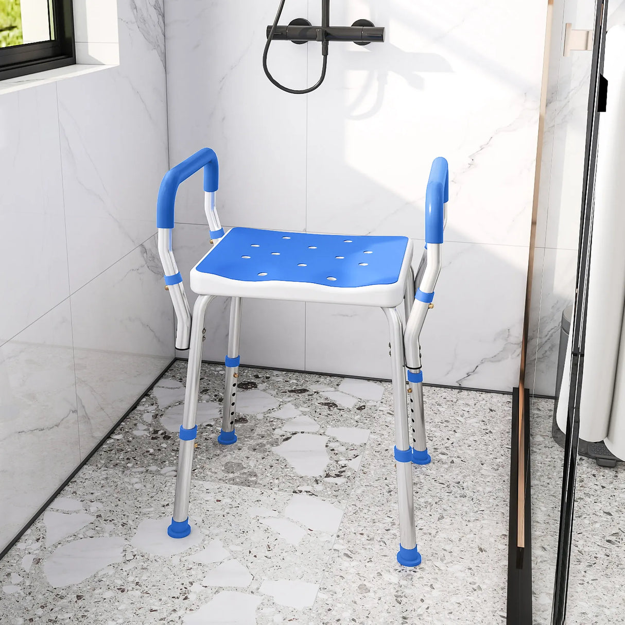 HOMCOM 57-69cm Aluminium Frame Bath Seat