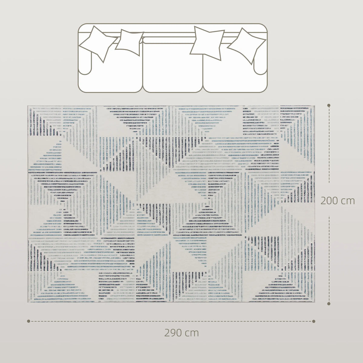 HOMCOM Modern Area Rug, Geometric Pattern Non-Slip Washable Rug, Soft Floor Carpet for Living Room, Bedroom, Dining Room, Home Office, 290 x 200 cm, Multi-Coloured